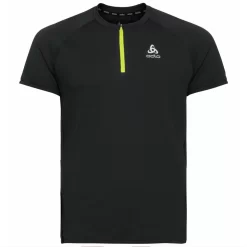 Sportshirt Odlo Men Crew Neck S/S 1/2 Zip Axalp Training Black Evening Primrose