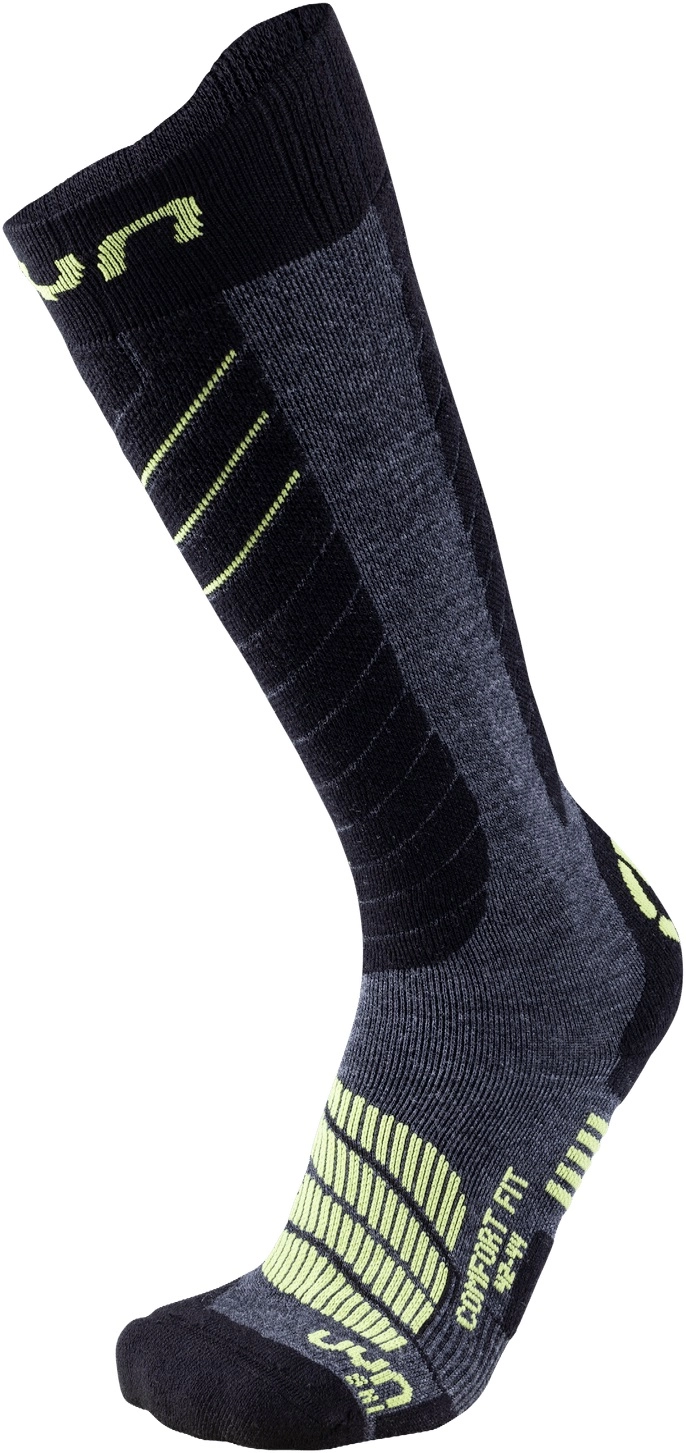 Skisok UYN Men Comfort Fit Medium Grey Melange Green Lime 3 Skisok UYN Men Comfort Fit Medium Grey Melange Green Lime