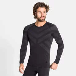 Ondershirt Odlo Men BL Top Crew Neck LS Kinship Warm Black Melange -ontdek een breed assortiment van outdoor kleding 196122 15015 3