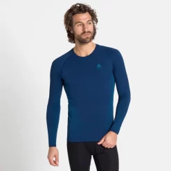 Ondershirt Odlo Men BL Top Crew Neck LS Performance Warm Eco Estate Blue Atomic Blue -ontdek een breed assortiment van outdoor kleding 196192 20776 3