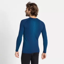 Ondershirt Odlo Men BL Top Crew Neck LS Performance Warm Eco Estate Blue Atomic Blue -ontdek een breed assortiment van outdoor kleding 196192 20776 4