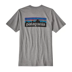 T-shirt Patagonia Men's P-6 Logo Pocket Responsibili-Tee Gravel Heather -ontdek een breed assortiment van outdoor kleding 3 WBS18 39178 GLH TO