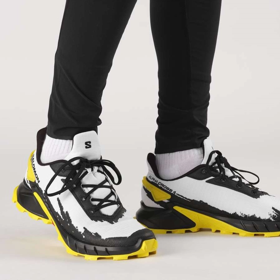 Trailrunning Schoen Salomon Men Alphacross 4 White Black Empire Yellow 5 Trailrunning Schoen Salomon Men Alphacross 4 White Black Empire Yellow - Afbeelding 3