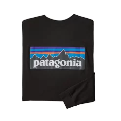Shirt Patagonia Men L/S P6 Logo Responsibili Tee Black