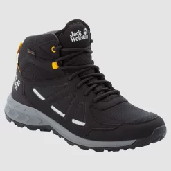 Wandelschoen Jack Wolfskin Men Woodland 2 Texapore Mid Black Burly Yellow XT