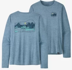 Longsleeve Patagonia Men Cap Cool Daily Graphic Shirt Lands Lost And Found Steam Blue X Dye