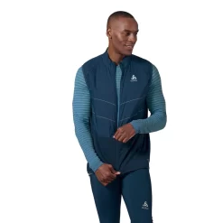 Hardloopvest Odlo Men Vest Run Easy S-Thermic Blue Wing Teal -ontdek een breed assortiment van outdoor kleding 467238