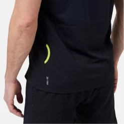 Sportshirt Odlo Men Crew Neck S/S 1/2 Zip Axalp Training Black Evening Primrose -ontdek een breed assortiment van outdoor kleding 7 313902 60259 6