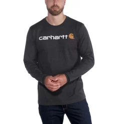 Shirt Carhartt Men Core Logo L/S Carbon Heather -ontdek een breed assortiment van outdoor kleding EU 104107 CRH AVF