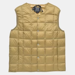 Vest Taion Men V Neck Button Down Beige