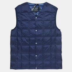 Vest Taion Men V Neck Button Down Navy