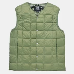 Vest Taion Men V Neck Button Down Olive